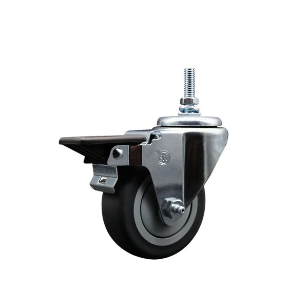 35 Inch Thermoplastic Rubber 12 MM Threaded Stem Caster with Brake